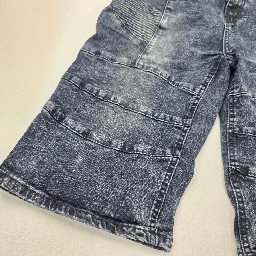 Phat Farm‎ Biker Denim Shorts Mens 30 Black Acid Wash Moto Stretch Streetwear
